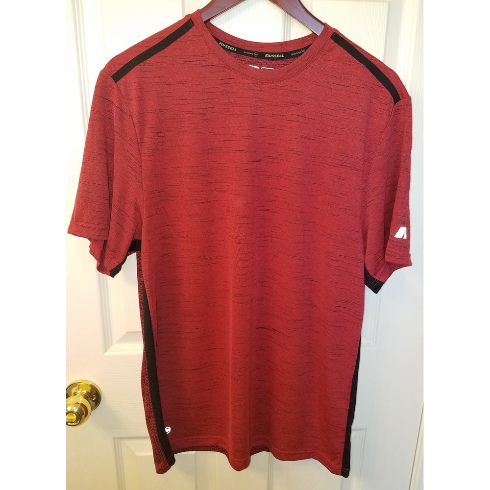 New Russell Men Heather Mesh Performance Tee Training Athletic T-Shirt Red Sz M